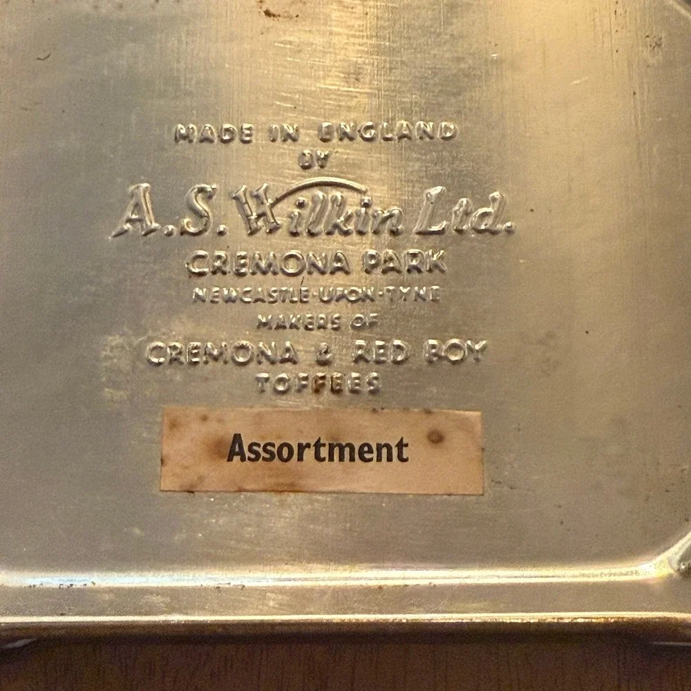 Vintage A.S. Wilkin Cremona Park Red Boy Toffee‎ tin, likely dating 1930's